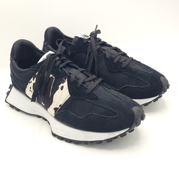 New Balance 327 Animal Pack Running Cow Print black white women's size 10 - Picture 2 of 9